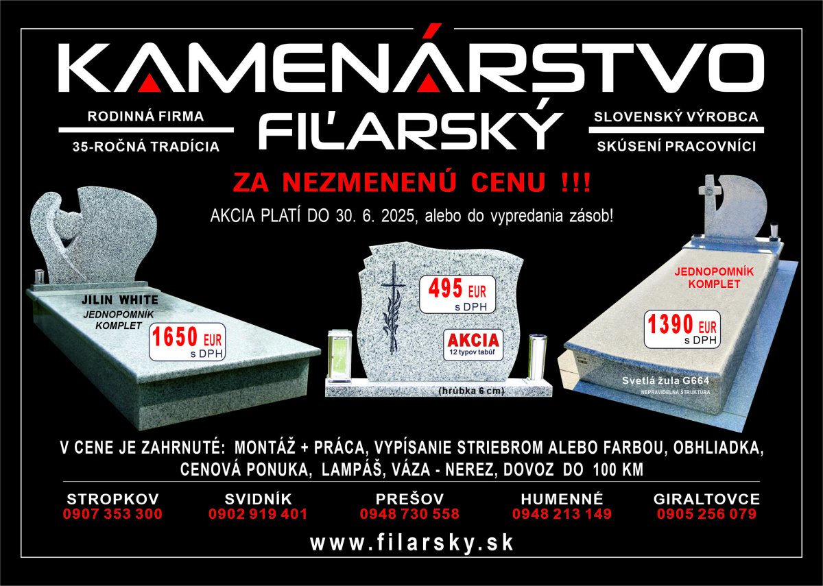 Pomníky do 30.6.2025 za nezmenenú cenu